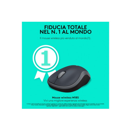 MOUSE M185 LOG CORDLESS GREY/NERO LOGITE