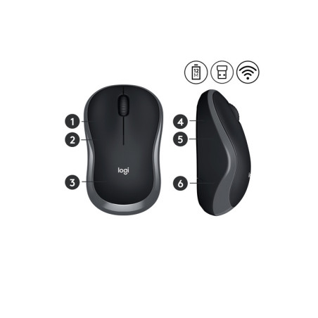 MOUSE M185 LOG CORDLESS NERO/GREY LOGITE