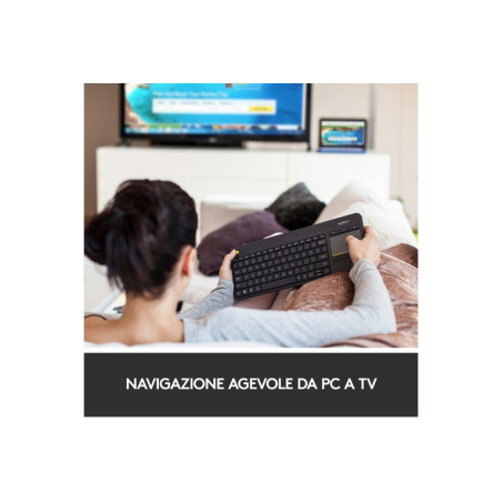 TASTIERA K400 PLUS LOG BK CON TOUCH WIRE