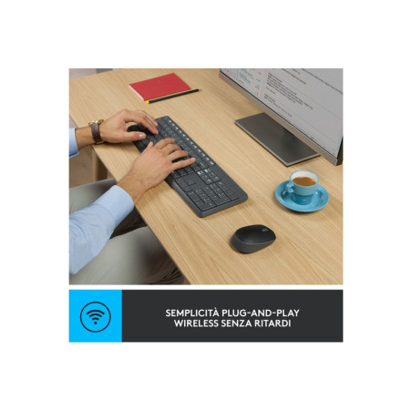 TASTIERA MK235 LOG WIRELESS+MOUSE GRIGIO