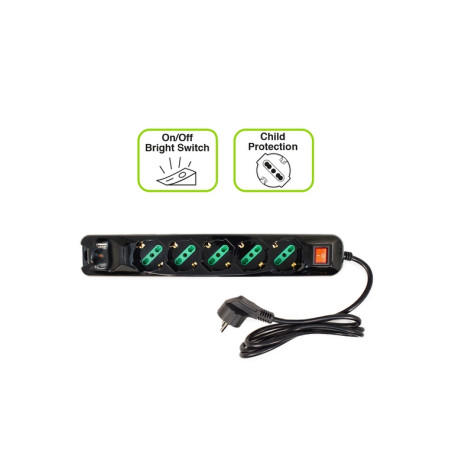 PRESA MULTIPLA TECNOWARE 5 SCHUKO 1*USB-