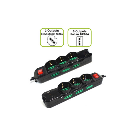 PRESA MULTIPLA TECNOWARE 3 SCHUKO 6 ITAL