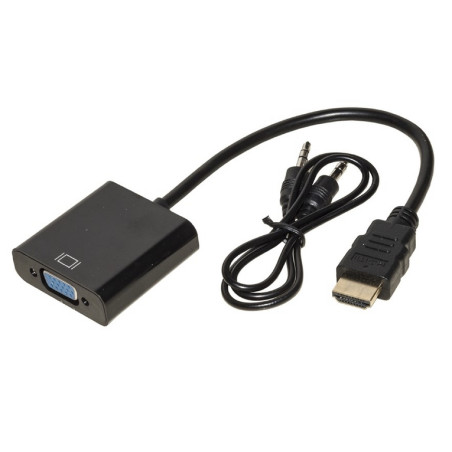ADATTATORE HDMI-VGA M/F BK CON CAVO + CA