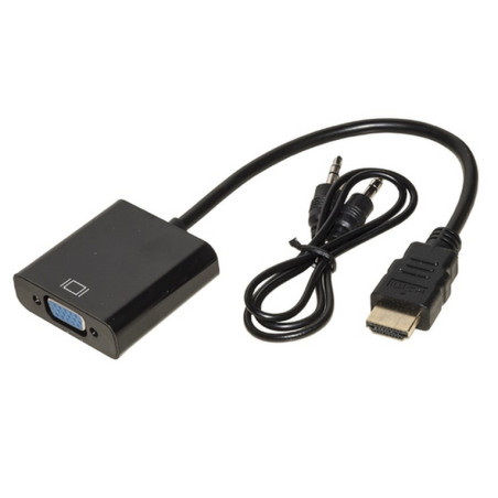 ADATTATORE HDMI-VGA M/F BK CON CAVO + CA