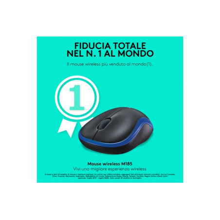 MOUSE M185 NERO/BLU WIRELESS