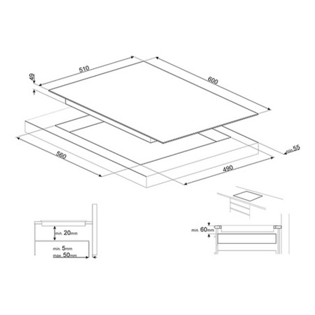 PIANO COTTURA AD INDUZIONE 60CM - 3 FUOC
