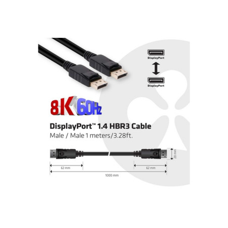 CLUB3D DISPLAYPORT 1.4 HBR3 CABLE MALE /