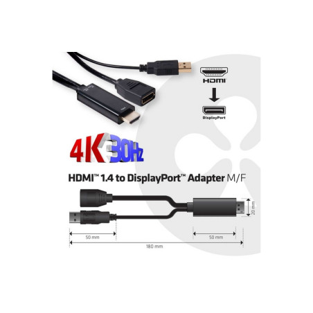 CLUB3D ADATTATORE HDMI TO DISPLAYPORT M/