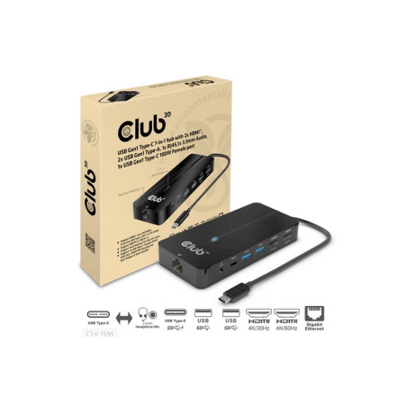 CLUB3D HUB USB GEN1 TYPE-C 7-in-1  2x HD