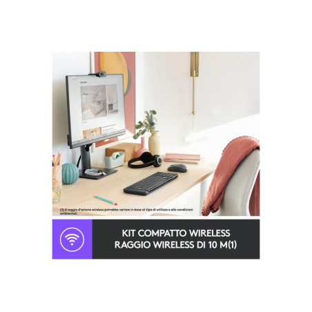 TASTIERA MK220 LOG WIRELESS+MOUSE NERA U